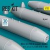 RESKIT RS32-0578 BLU-1A (750 lb) napalm bombs (4 pcs) (A-1, A-4, A-7, A-26K, B-57, F-100) (3D Printed) (1/32)